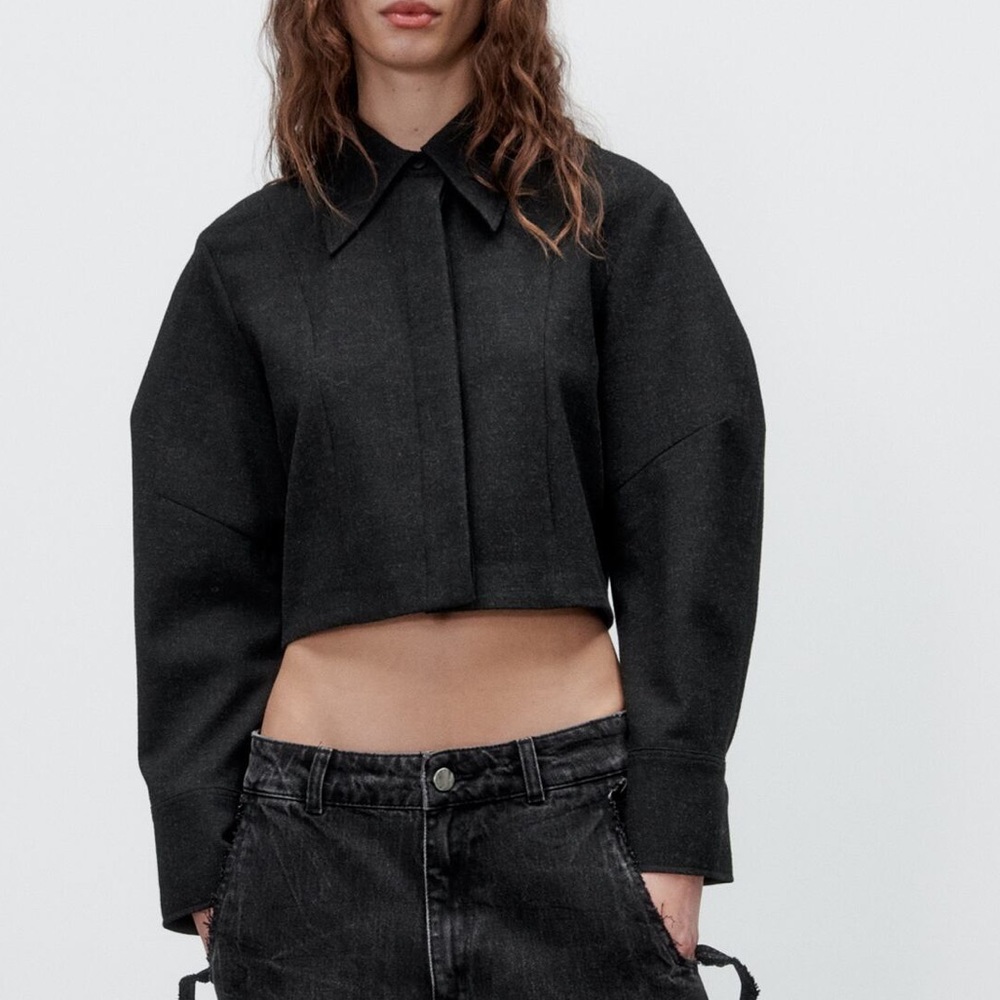ZARA CROPPED‎ LONG SLEEVE SHIRT